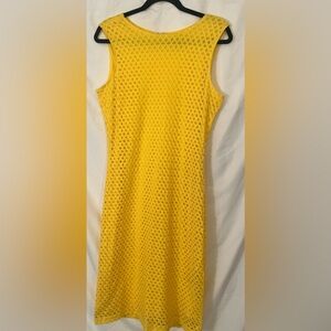 Sharagano Yellow Eyelet Shift Dress